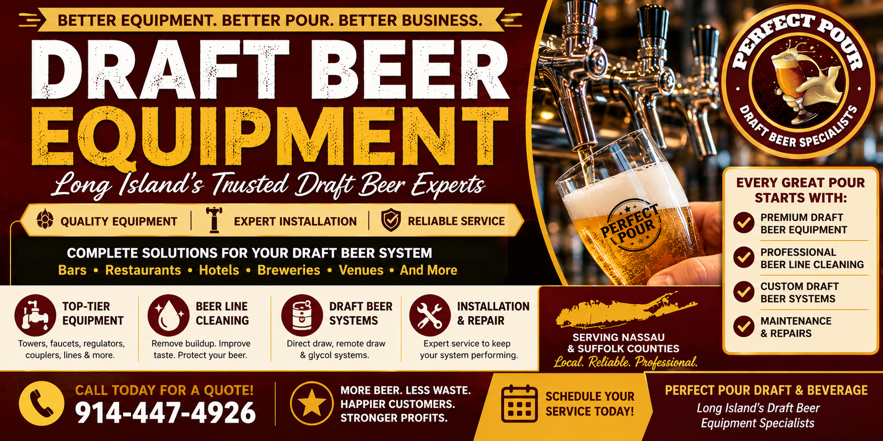  Draft beer systems, beer line cleaning, installation, maintenance, and repair for commercial businesses in Long Island